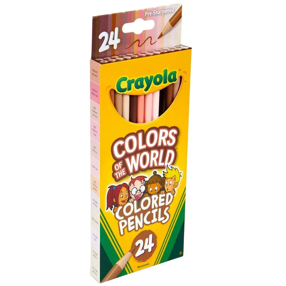 24pc Crayola Colours Of The World Non Toxic Coloured Pencils Arts Craft Kids 3y+