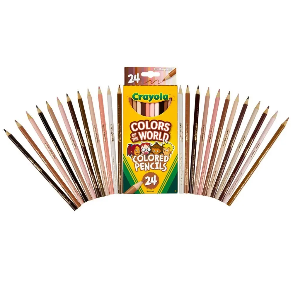 24pc Crayola Colours Of The World Non Toxic Coloured Pencils Arts Craft Kids 3y+