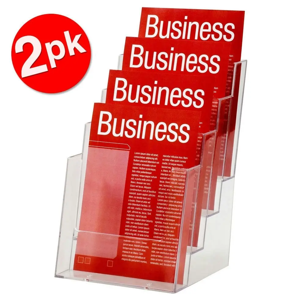 2PK Esselte 4 Tier A5 Brochure Holder Catalogue/Pamphlet/Flyer Display Stand