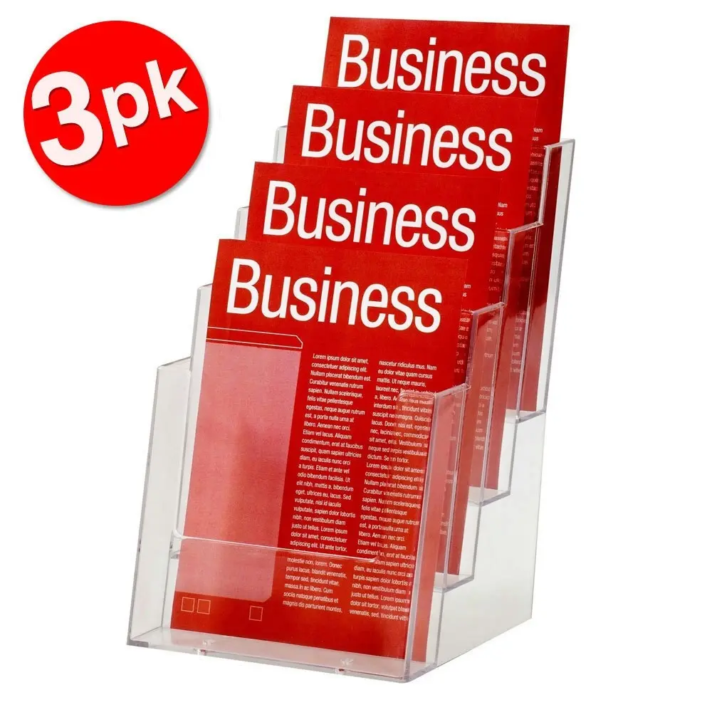 3PK Esselte 4 Tier A5 Brochure Holder Catalogue/Pamphlet/Flyer Display Stand