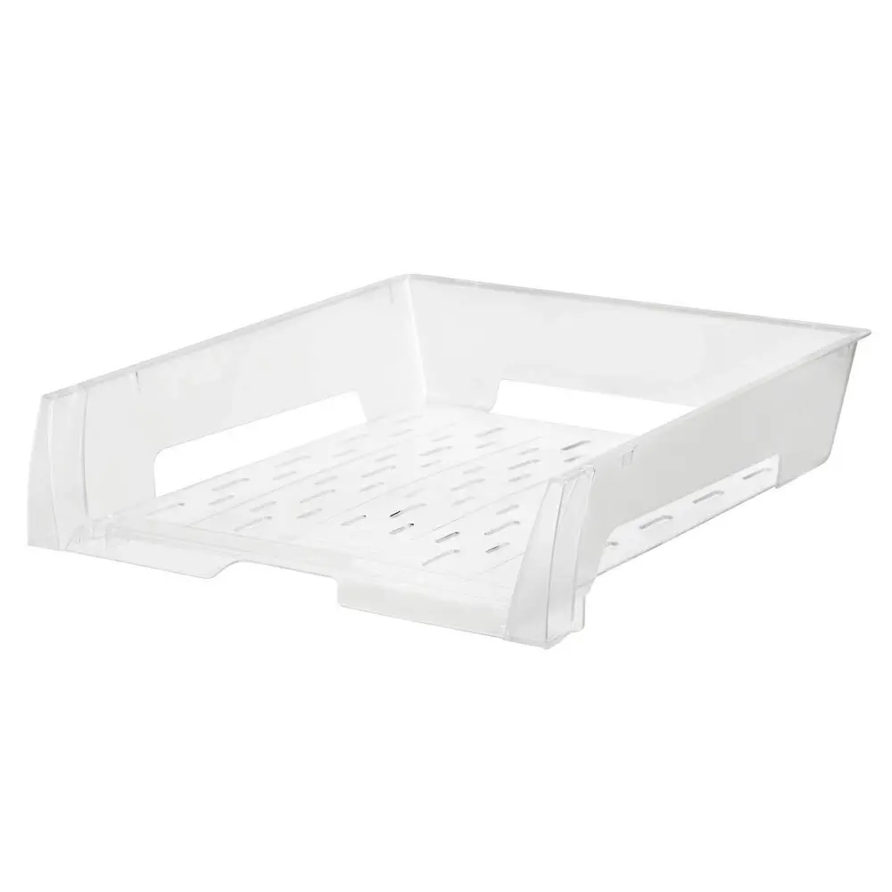 3PK Esselte A4 Document Tray Organiser Storage Holder Desk Stationery Rack Clear