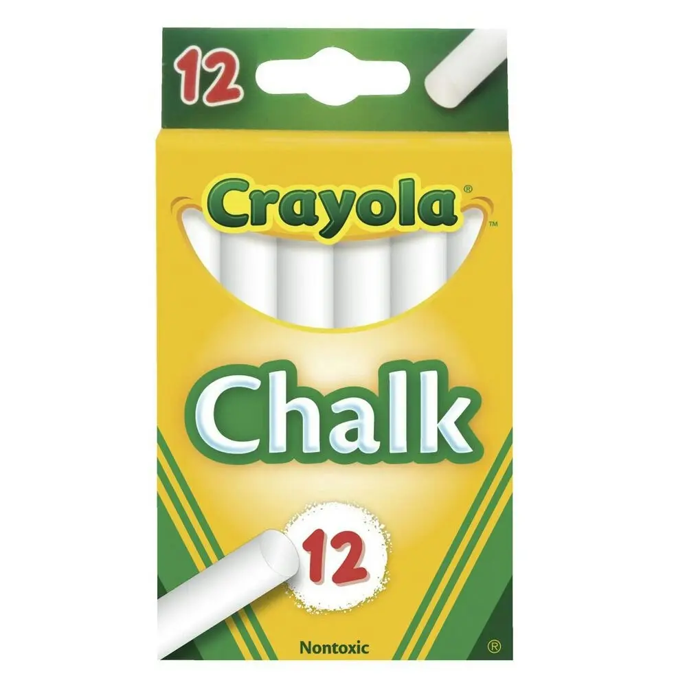 5x 12PK Crayola Chalk Sticks Drawing Art/Craft Draw School Kids/Children 4y+ WHT