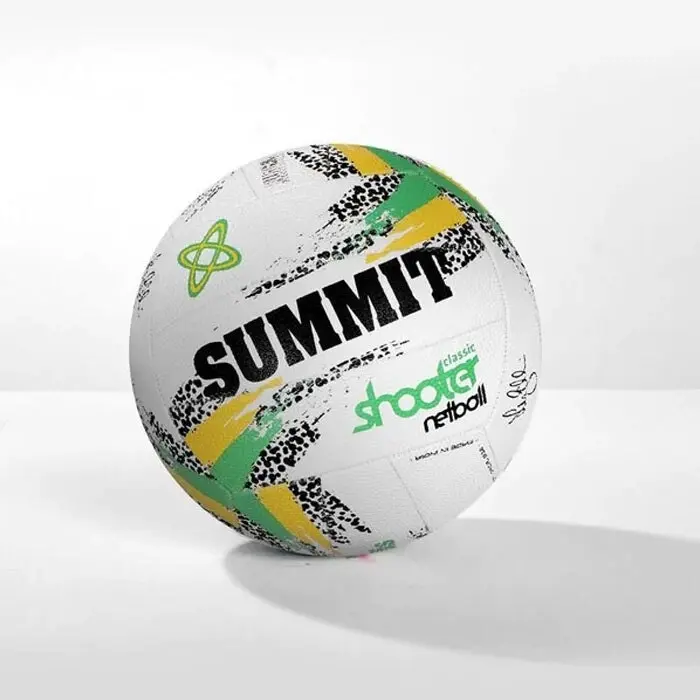 Summit Size 5 Liz Ellis Classic Shooter Stitched Netball Sport Ball White/Green