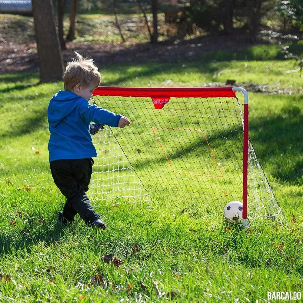 Barcaloo Hybrid Portable Kids Toy Soccer Goal Set w/Hockey Sticks/Balls 3y+