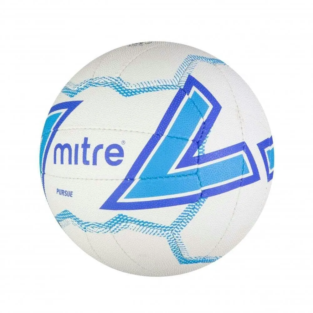 Mitre Pursue Netball Ball F18P Size 5 Match Quality Grip Training/Sport WHT Game