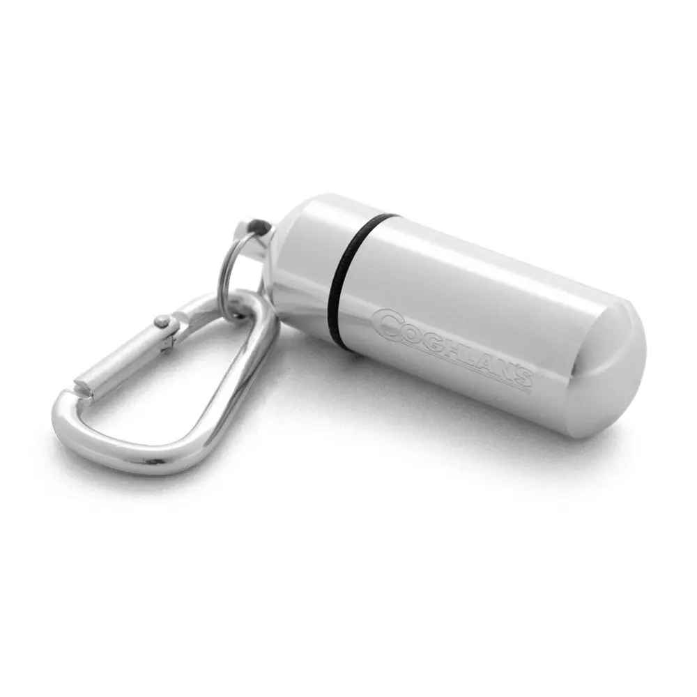 Coghlans 6cm Aluminium Portable Carry Capsule Camping/Hiking Holder Small Silver