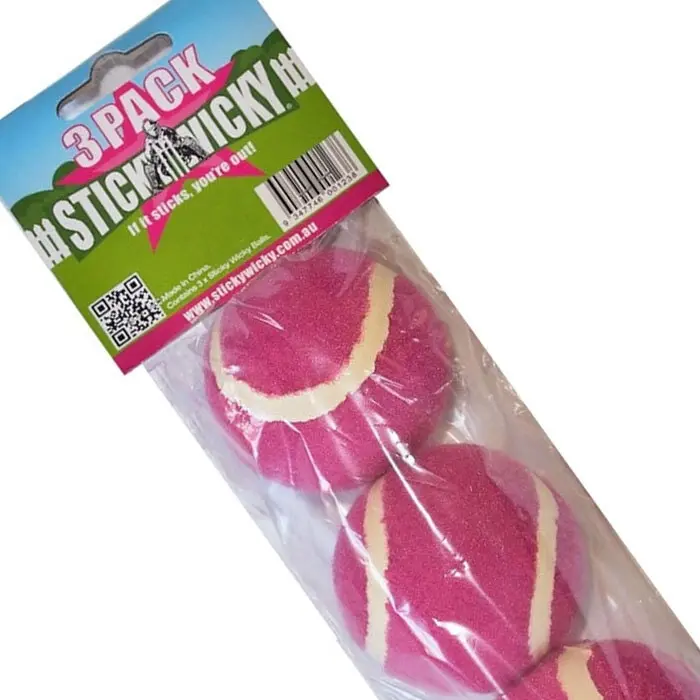 3pc Sticky Wicky Sports Cricket 24cm Balls Fun Tennis Practice Game Ball Pink