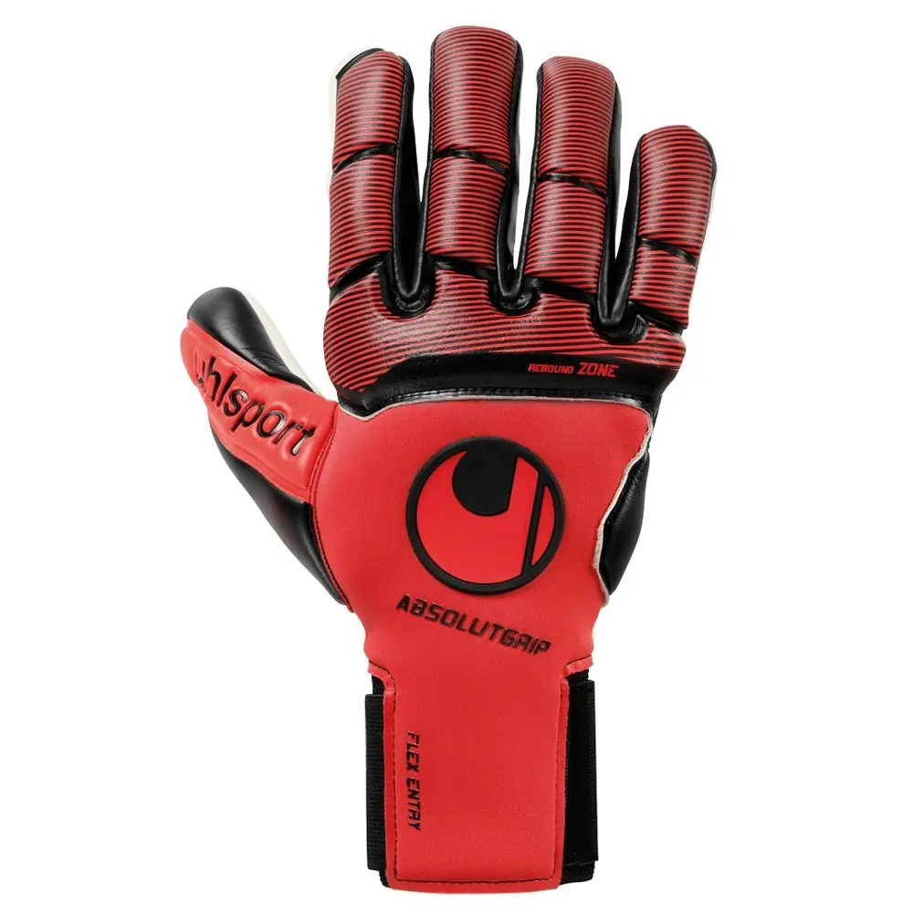 Uhlsport Pure Force Absolutgrip HN Size 7 Sports Soccer Gloves Pair w/ Strap Red