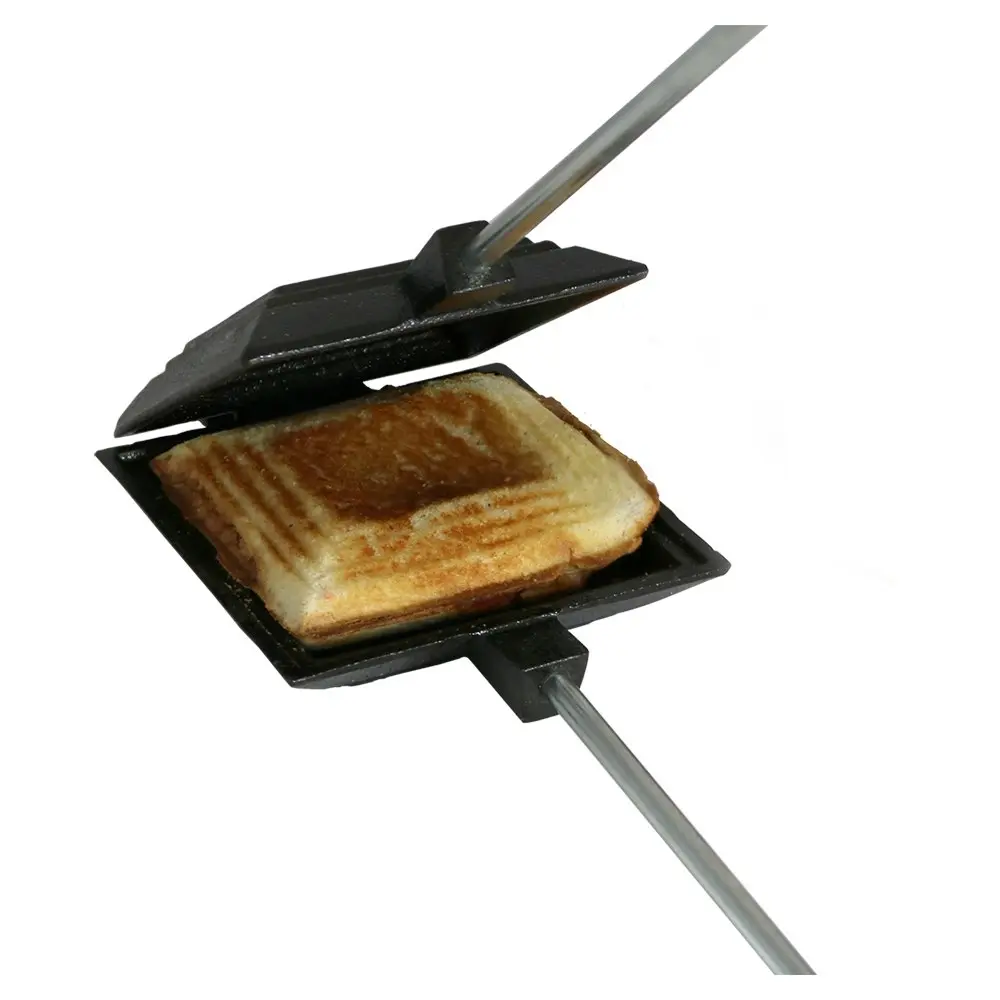 Coghlans 68.5cm Cast Iron Jaffle Sandwich Camp Cooker Hiking Campfire Grill BLK