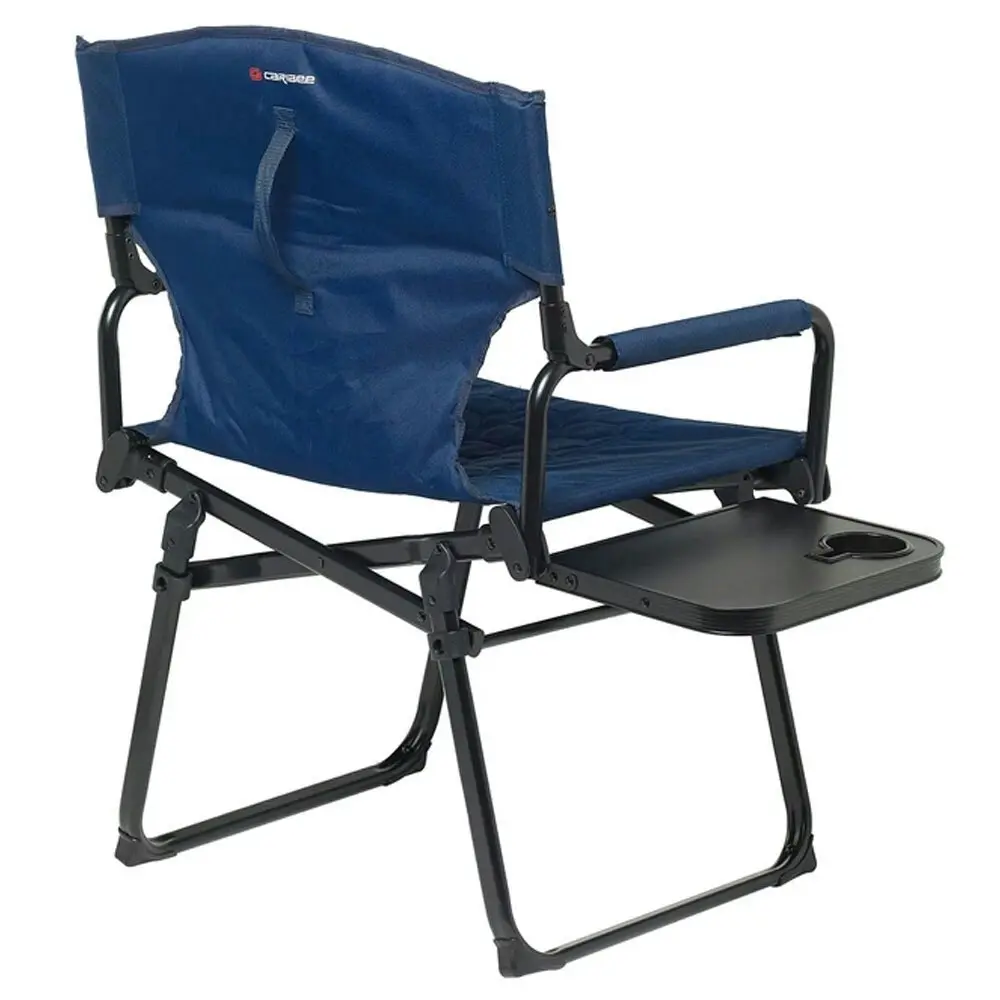 Caribee 90cm Aluminium Folding Directors Chair w/Side Table Navy Outdoor/Camping