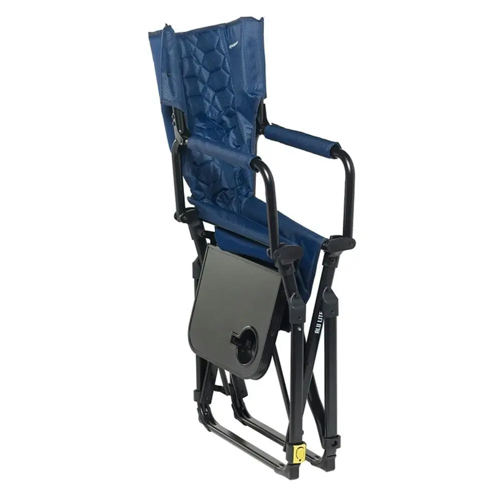 Caribee 90cm Aluminium Folding Directors Chair w/Side Table Navy Outdoor/Camping