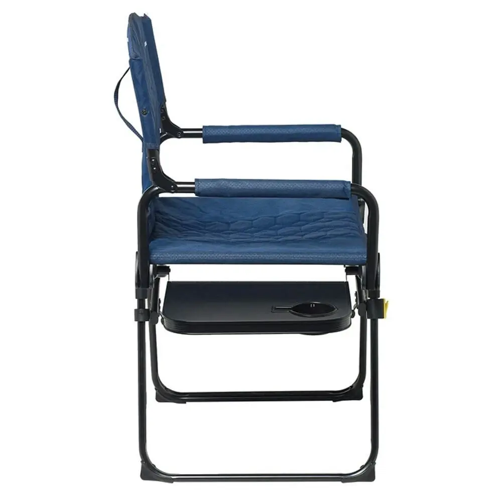 Caribee 90cm Aluminium Folding Directors Chair w/Side Table Navy Outdoor/Camping