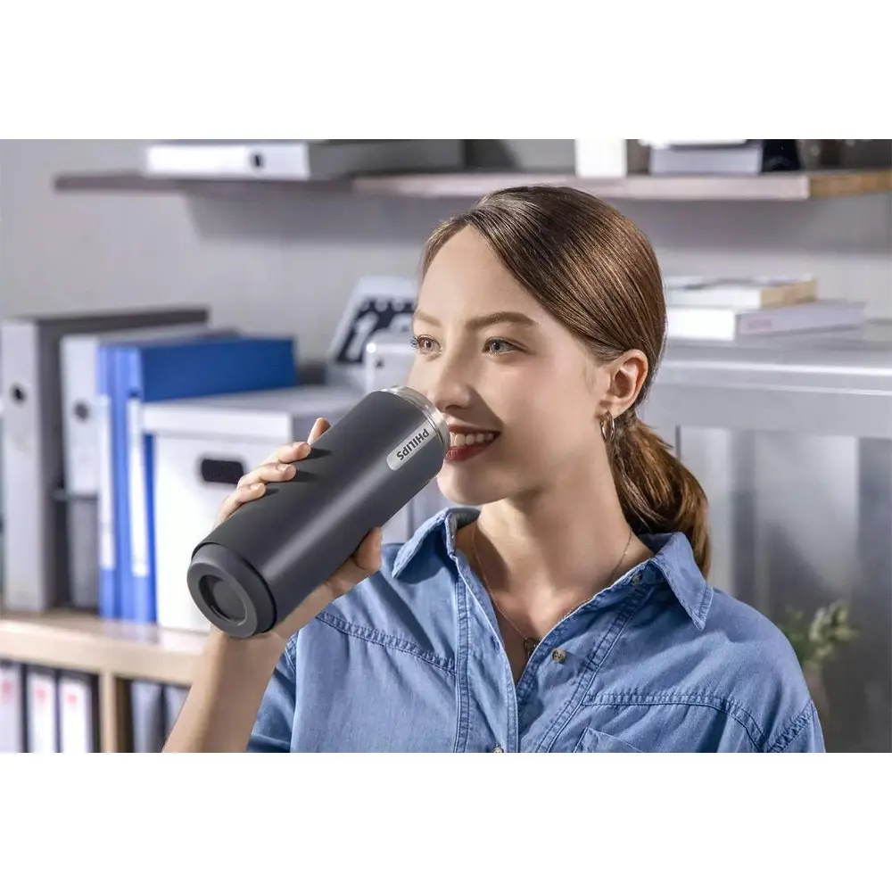 Philips GoZero 2 in 1 Magic 400ml Hydration/Water Bottle w/ 300ml Cup Grey