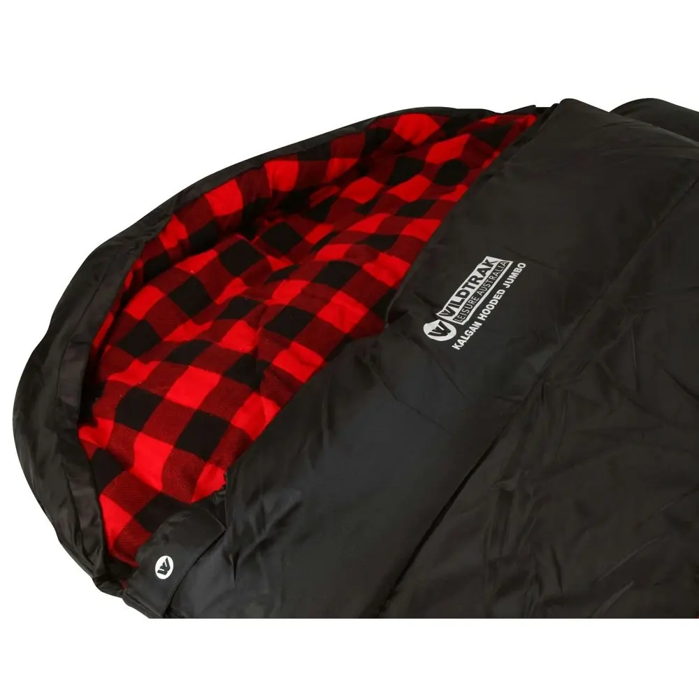 Wildtrak Kalgan Hooded Jumbo Sleeping Bag -2 to -7°C 230cm Outdoor Camping Black