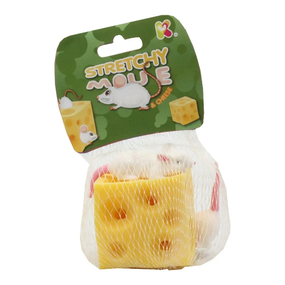 2x Fumfings Novelty Stretchy Mouse & Cheese Block 7cm Squeezy Toy Kids/Child 3y+