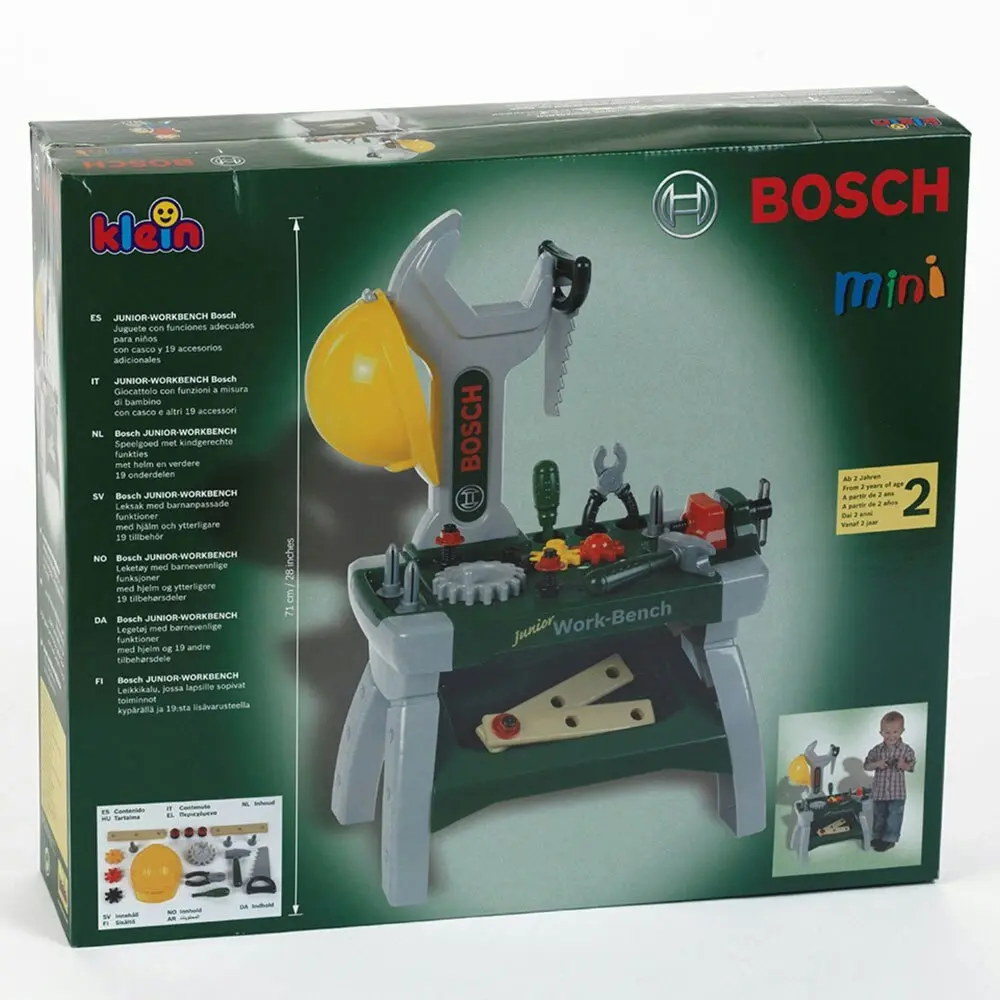 Klein Bosch 71cm Workbench Junior Mini Work Tools Set Hammer/Saw/Vice Kids Toys