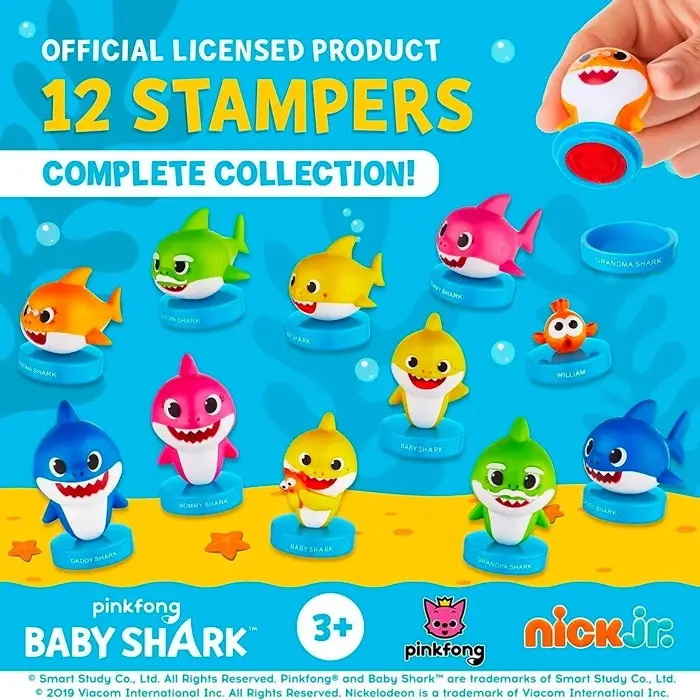 3x 5pc Baby Shark Stampers Kids/Children Stamp Arts/Crafts Fun Toy 3y+ Assorted