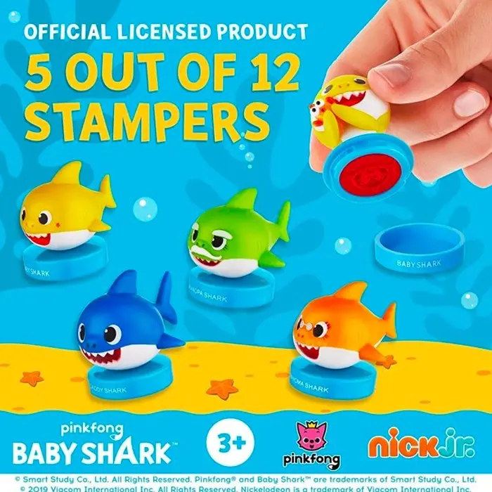 3x 5pc Baby Shark Stampers Kids/Children Stamp Arts/Crafts Fun Toy 3y+ Assorted