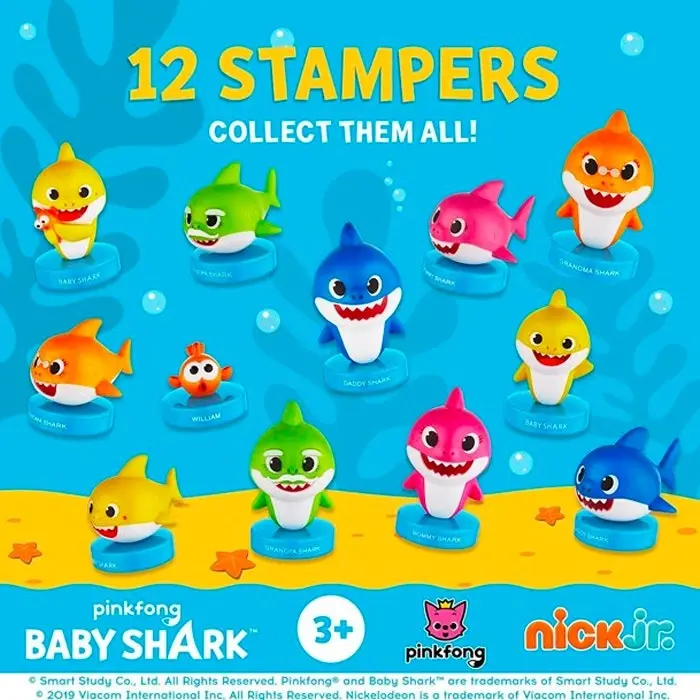 3x 5pc Baby Shark Stampers Kids/Children Stamp Arts/Crafts Fun Toy 3y+ Assorted