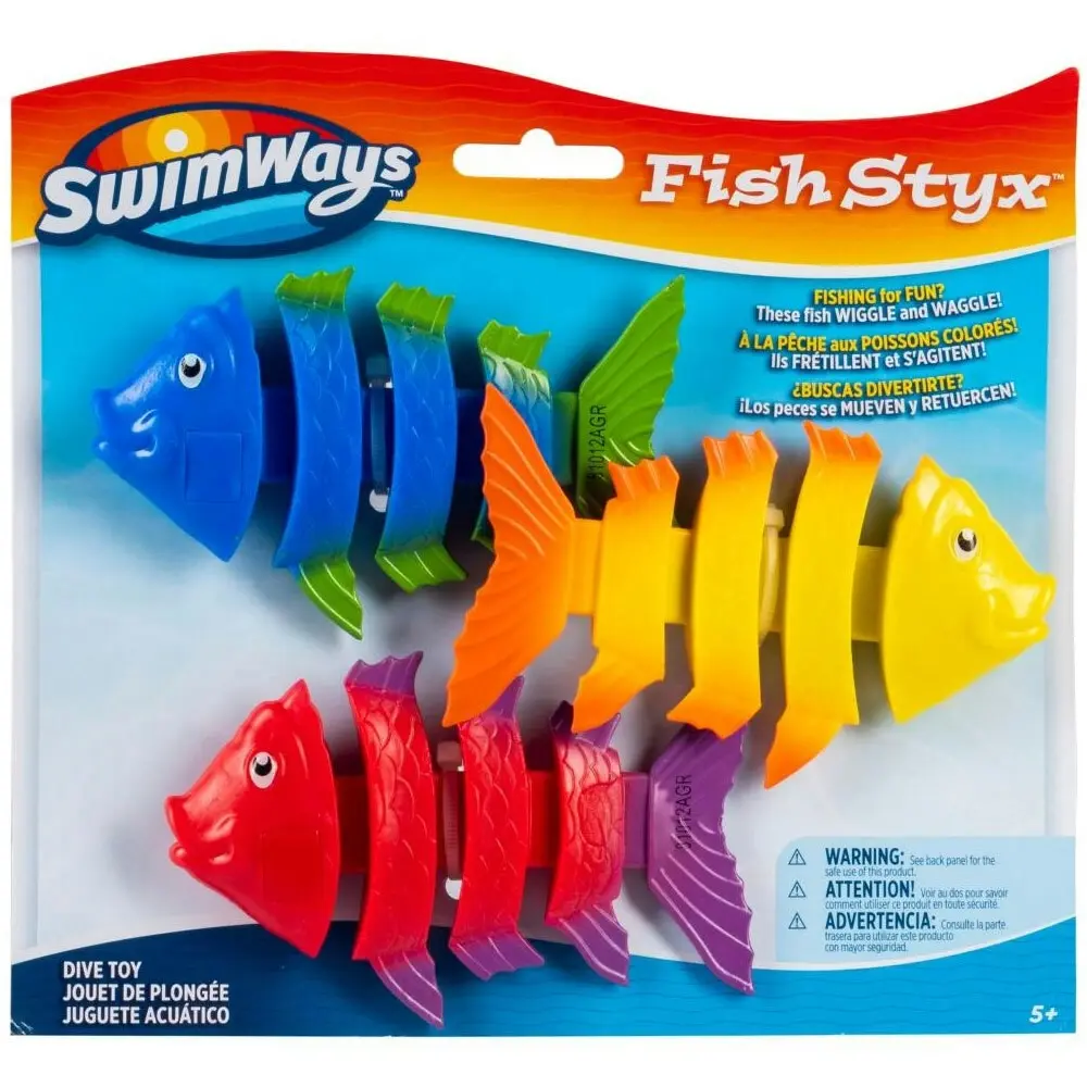 3pc Swimways Wiggle Fish Styx Pool Water Toy Kids/Children Swimming/Diving Game