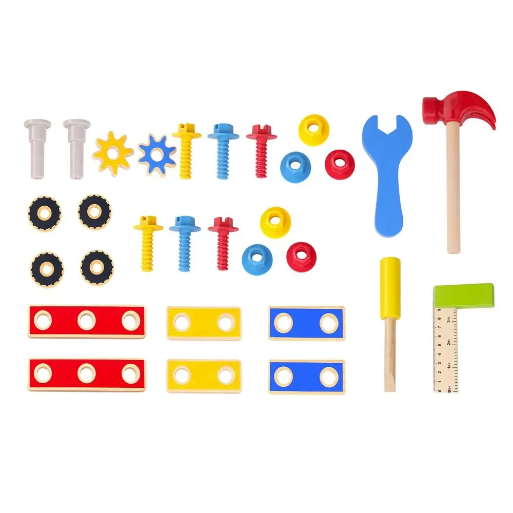 31pc Kids Tooky Toy Educational/Learning Puzzle Wooden Working Bench Tool Set 3+