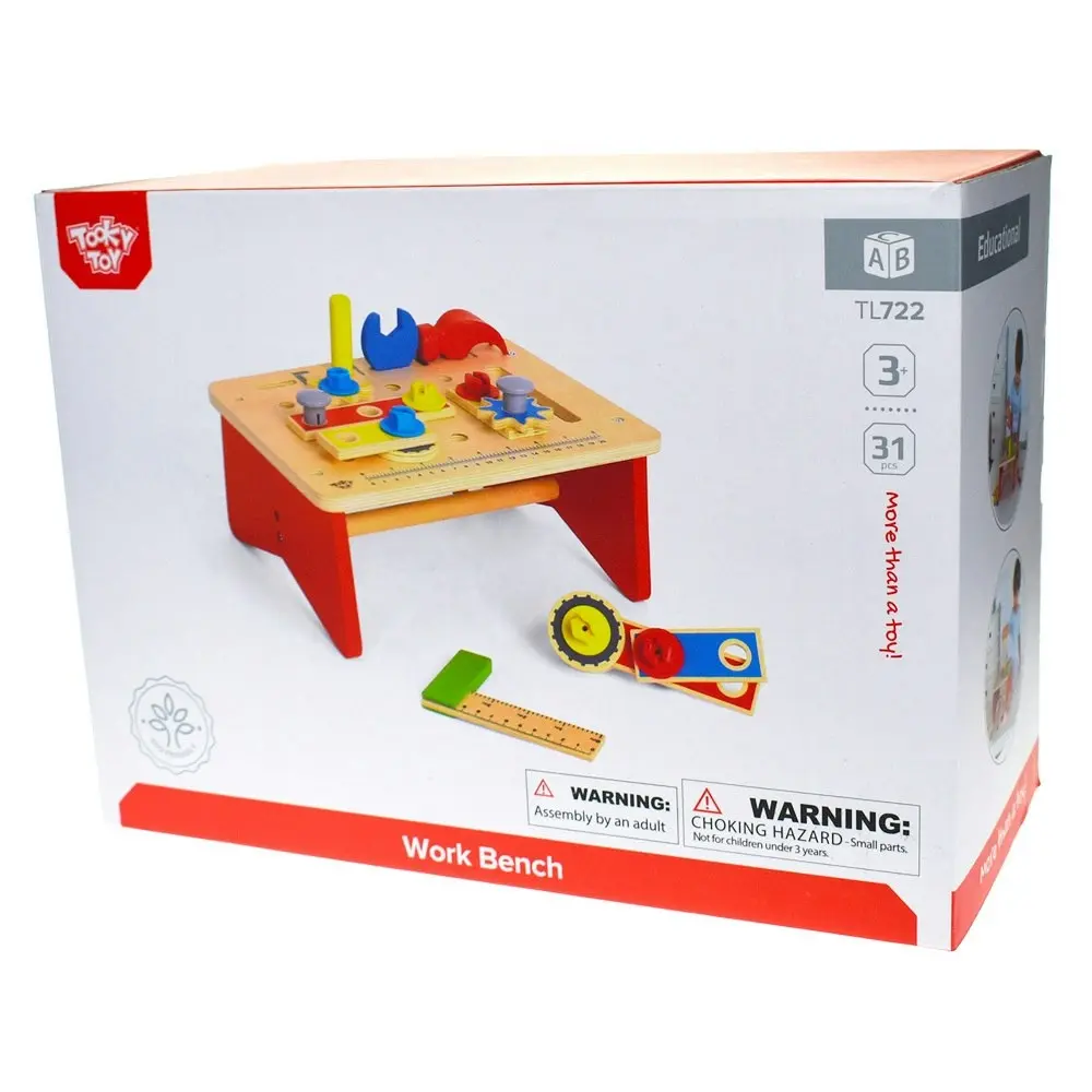 31pc Kids Tooky Toy Educational/Learning Puzzle Wooden Working Bench Tool Set 3+