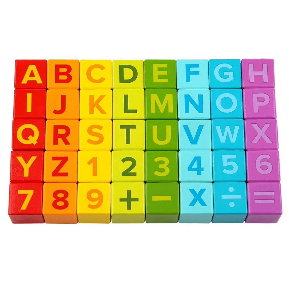 40pc Tooky Learning Wooden Building Blocks/Letters/Numbers Kids Educational Toy