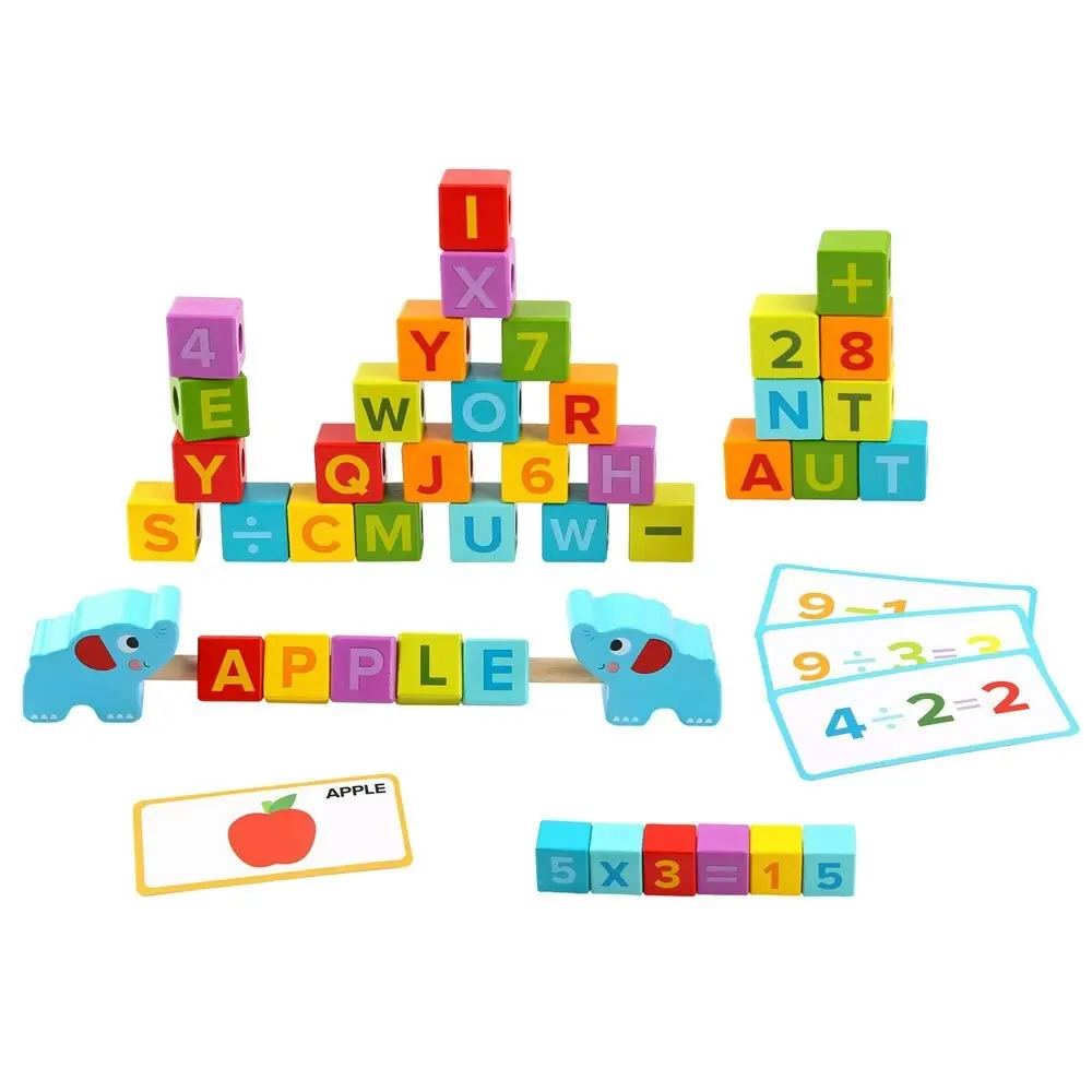 40pc Tooky Learning Wooden Building Blocks/Letters/Numbers Kids Educational Toy