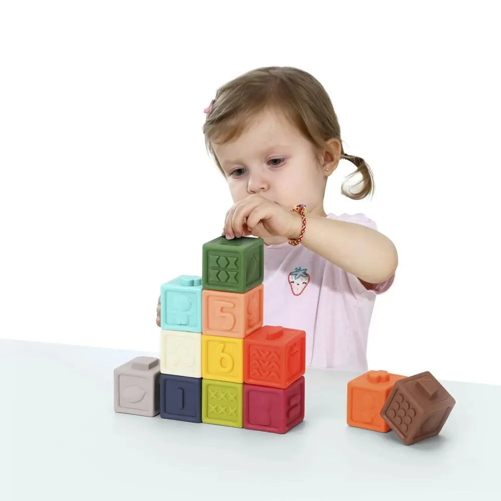 12pc Tookyland Let's Play Soft Numbers Silicone 5cm Blocks Toy 6m+ Baby/Toddler