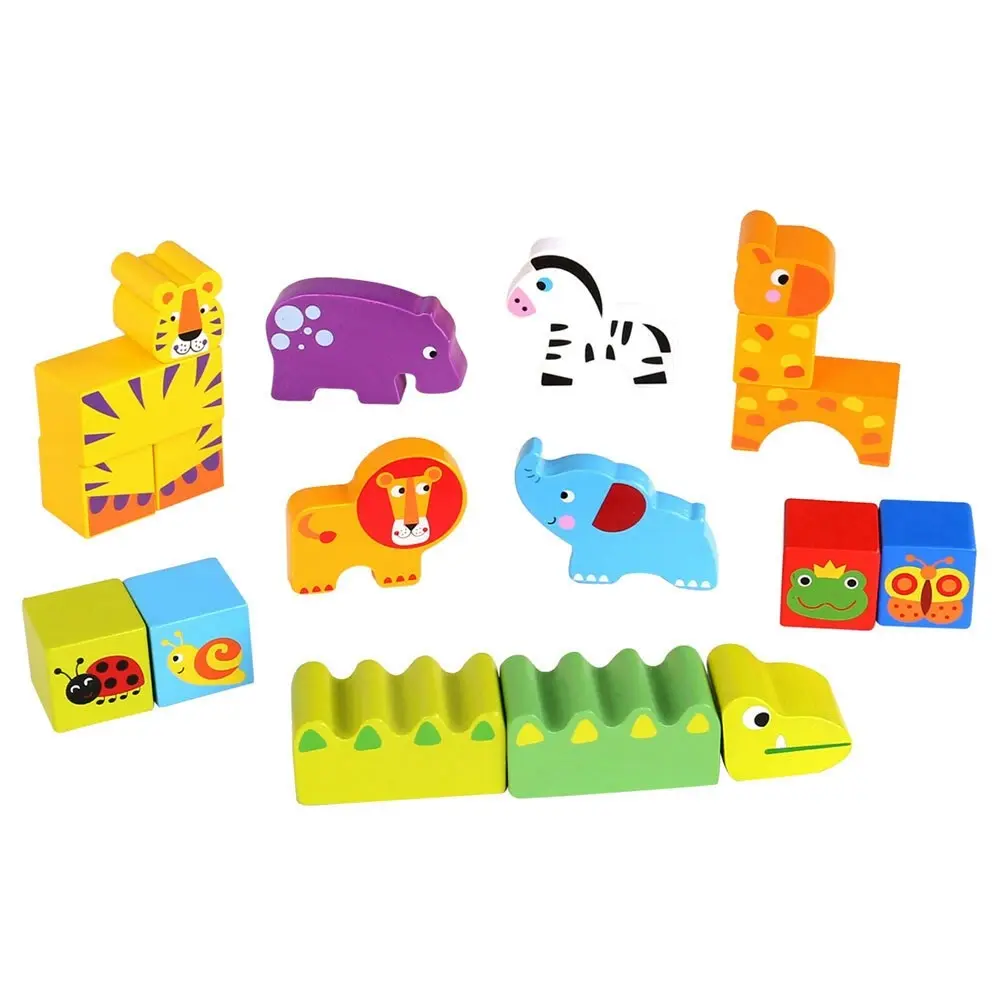 135pc Tooky Toy Wooden Jungle Block 2y+ Kids/Toddler Educational Fun/Learning