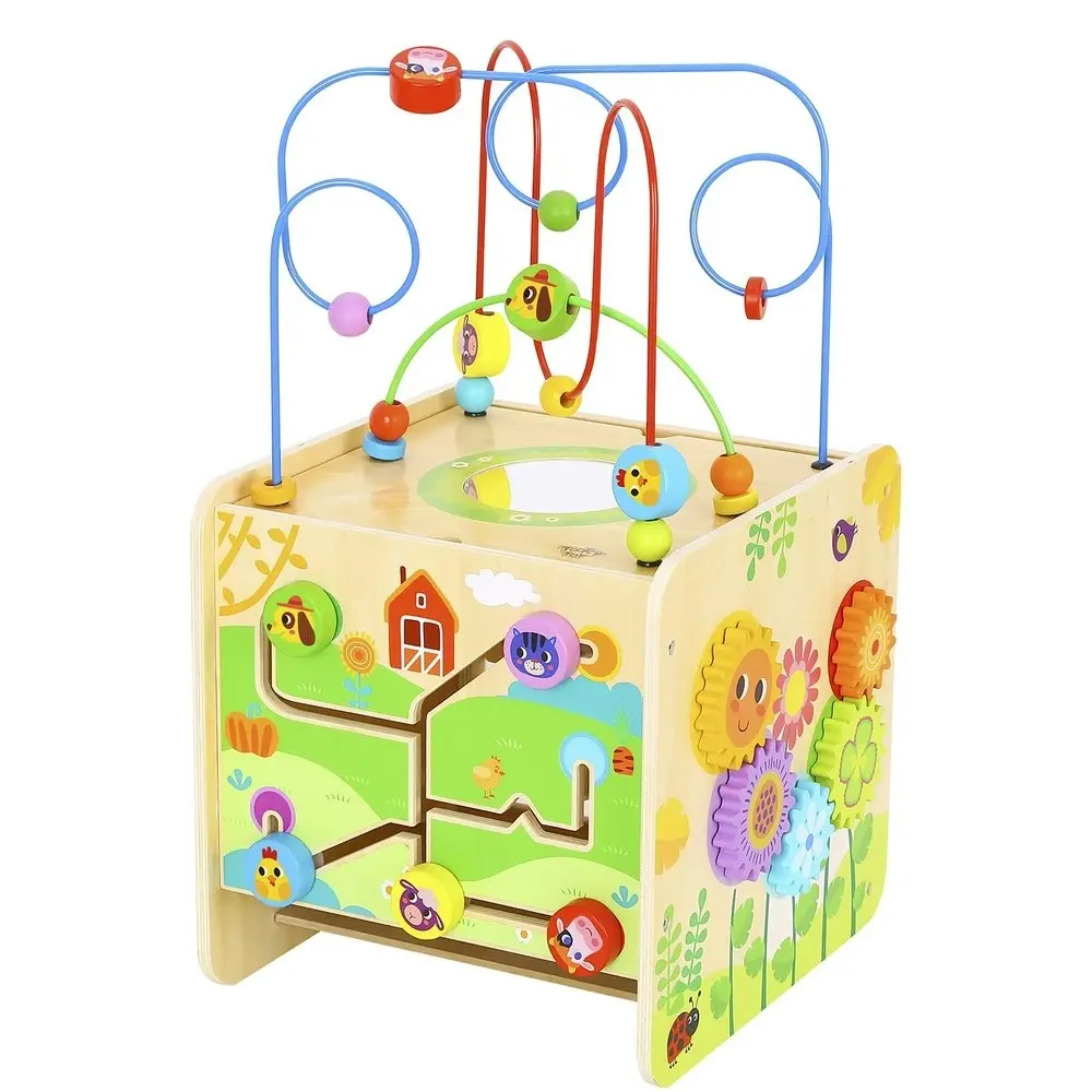 Tooky Toy Wooden Play Cube Centre Farm Kids/Children w/Tiles/Maze/Puzzle 18m+