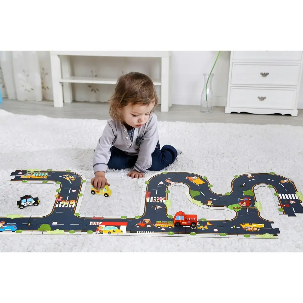 21pc Tooky Toy Kids City Cardboard Road Creative Educational DIY Layout Puzzle