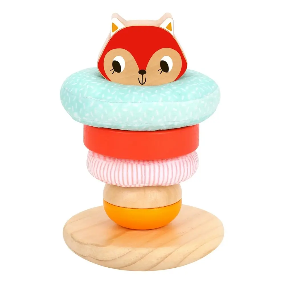 Tooky Toy Fox Stacking Tower Kids Wooden Building Blocks Stacking Play/Game 12m+