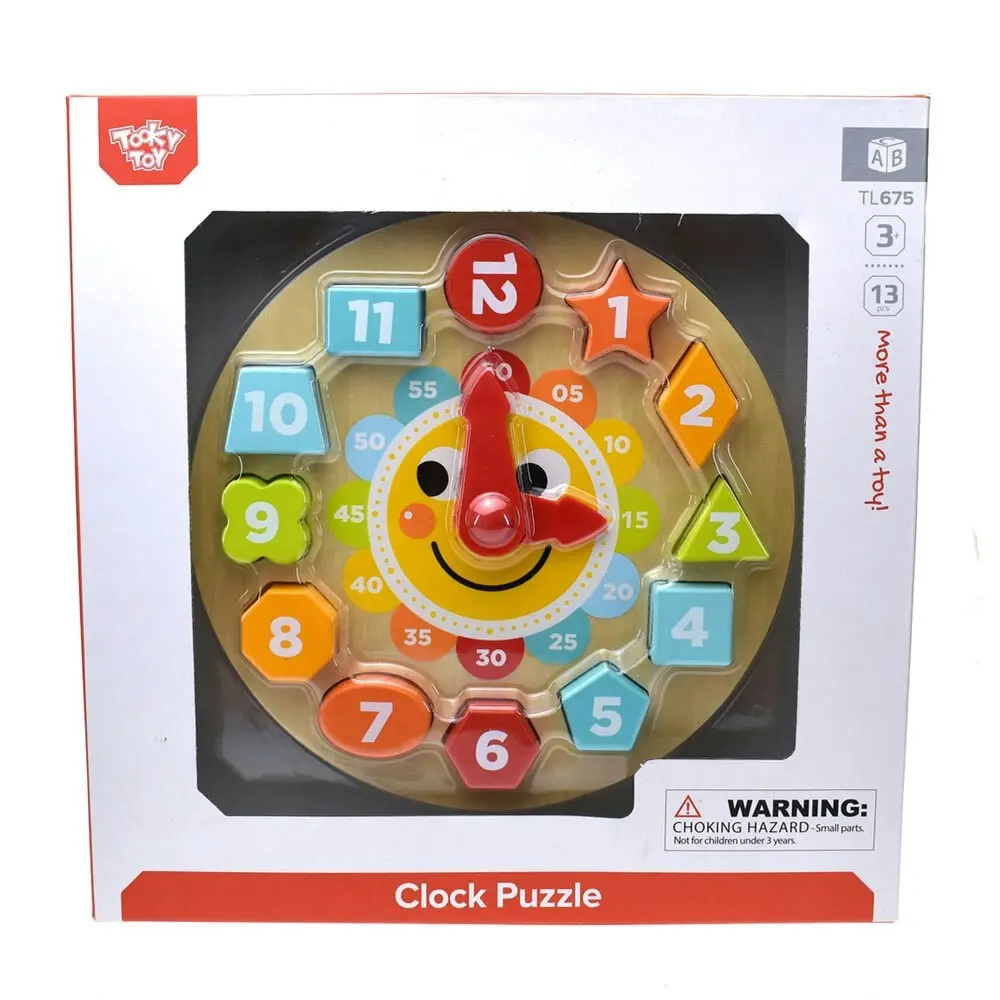 13pc Tooky Toy Wooden Clock Puzzle Fun Educational/Learning 3y+ Kids/Toddler