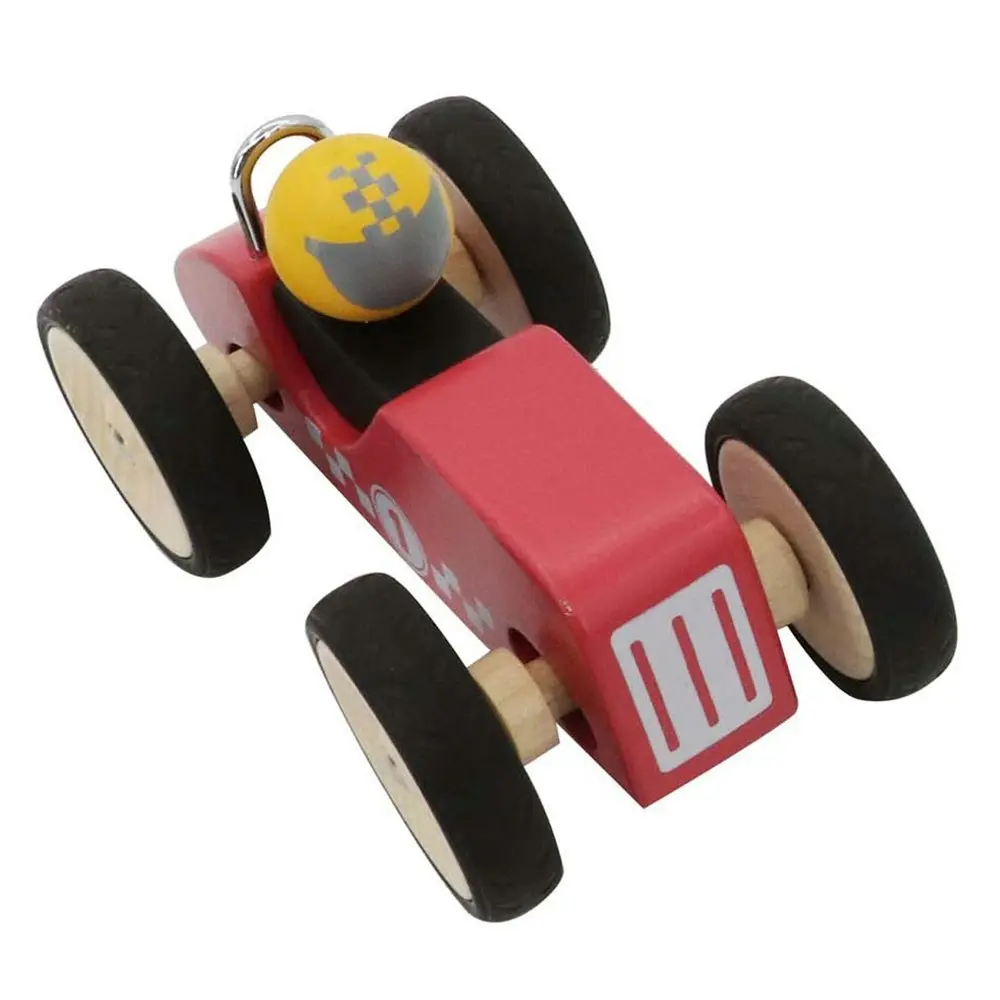 Kaper Kidz Retro Racing Wooden Car Red Large Kids Interactive Playing Toy 12m+