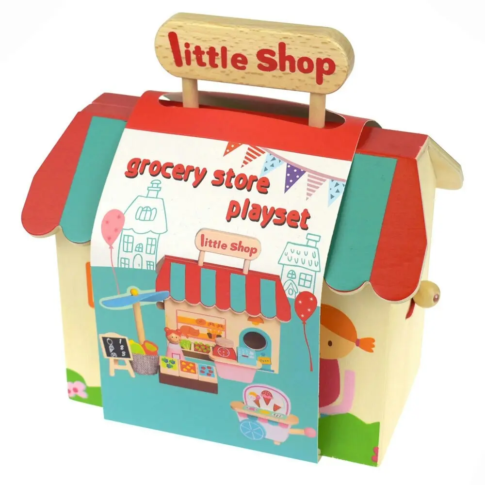 Kaper Kidz Wooden Grocery Store Playset w/ Carry House Fun Game/Toy Kids 3y+