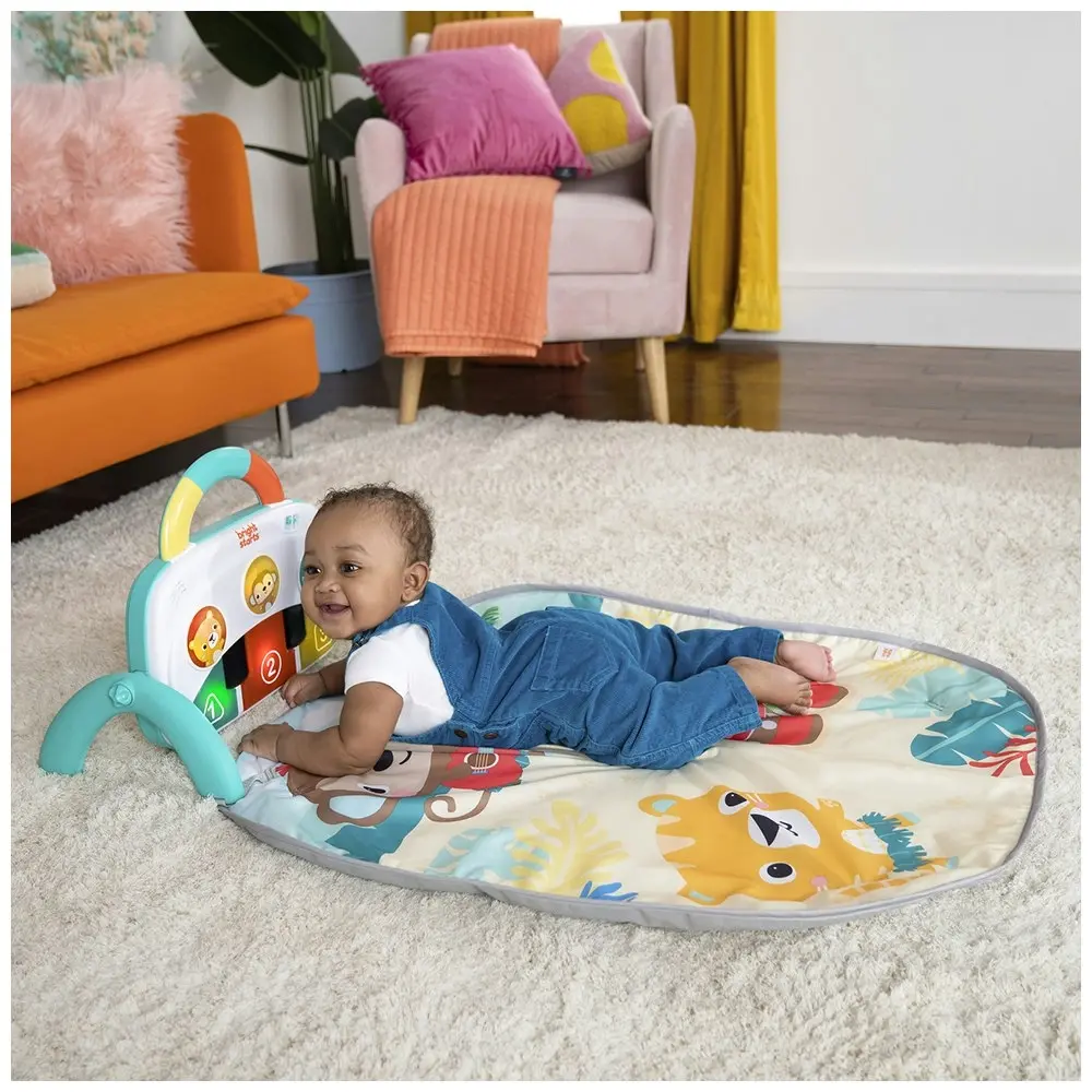 Bright Starts 4-in-1 Groovin’ Kicks Piano & Drum Kick Play Gym Tropical Safari