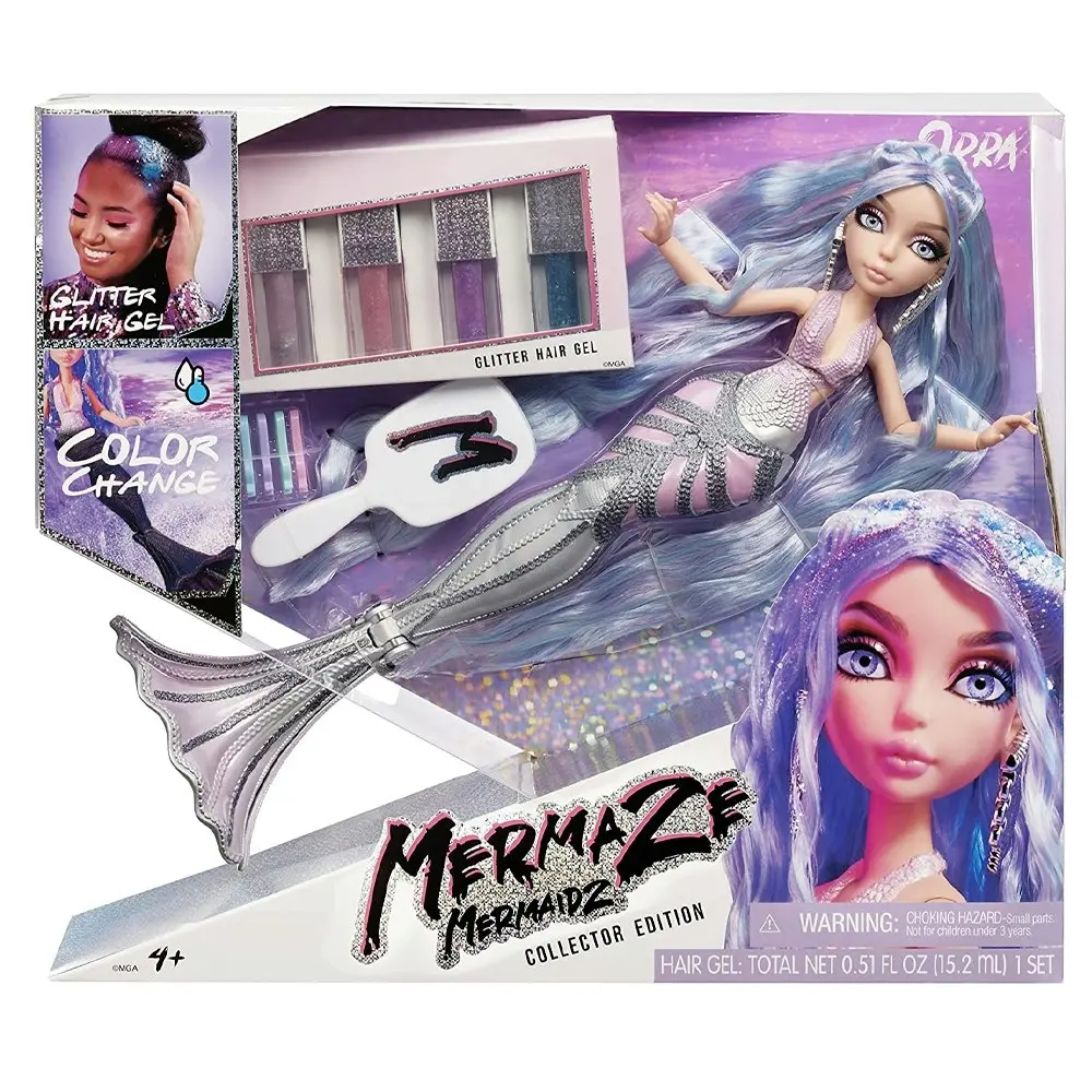 Mermaze Mermaidz Color Change Childrens Fashion Doll Orra w/Glitter Hair Gel 3+