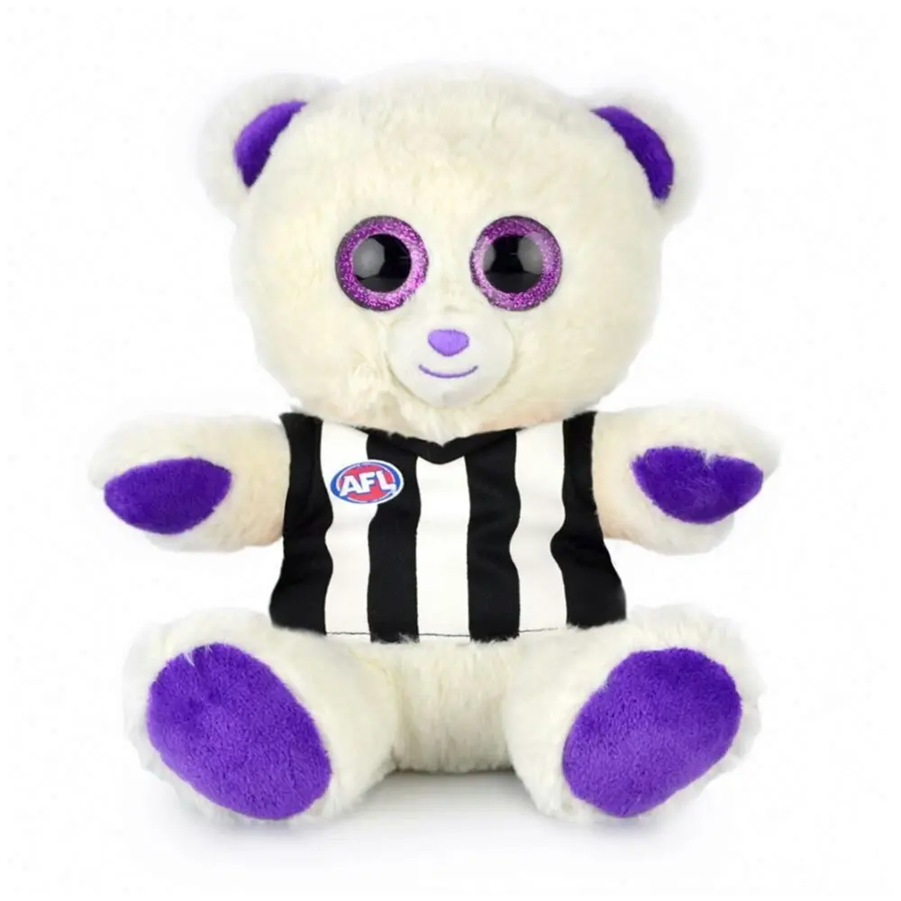 2x Korimco AFL 22cm Kids/Children Small Sparkle Plush Teddy Bear Collingwood PPL