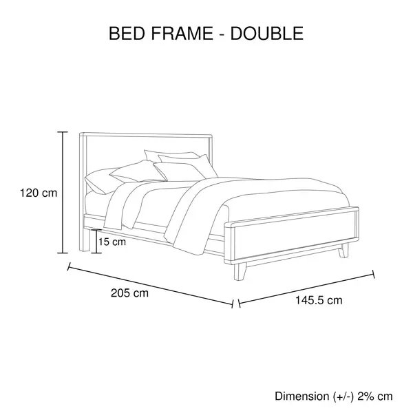 4 Pieces Bedroom Suite Double Size in Solid Wood Antique Design Light Brown Bed, Bedside Table & Tallboy