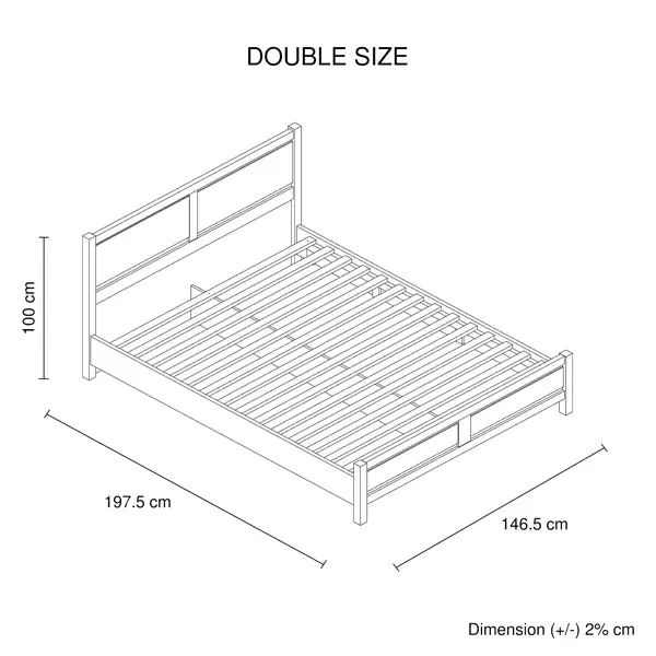 4 Pieces Bedroom Suite Natural Wood Like MDF Structure Double Size Oak Colour Bed, Bedside Table & Dresser