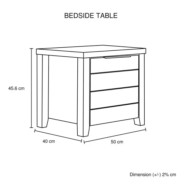 4 Pieces Bedroom Suite Natural Wood Like MDF Structure Queen Size Oak Colour Bed, Bedside Table & Dresser