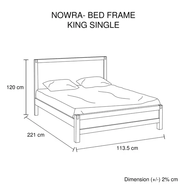 Bed Frame King Single Size in Solid Wood Veneered Acacia Bedroom Timber Slat in Oak