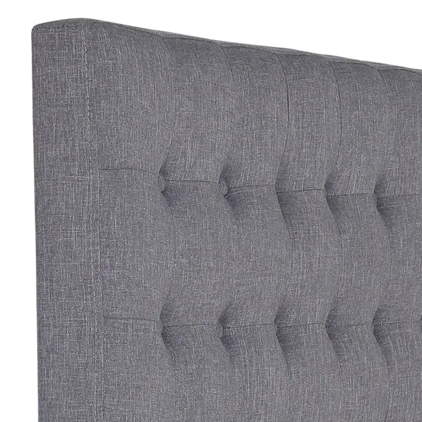 Bed Head Double Charcoal Headboard Upholstery Fabric Tufted Buttons