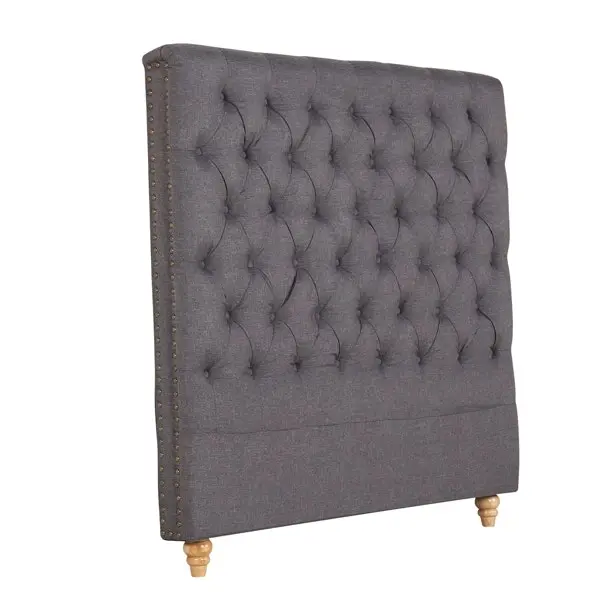 Bed Head Double Size French Provincial Headboard Upholsterd Fabric Charcoal