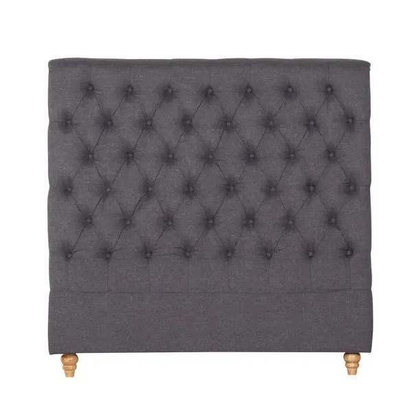 Bed Head Double Size French Provincial Headboard Upholsterd Fabric Charcoal