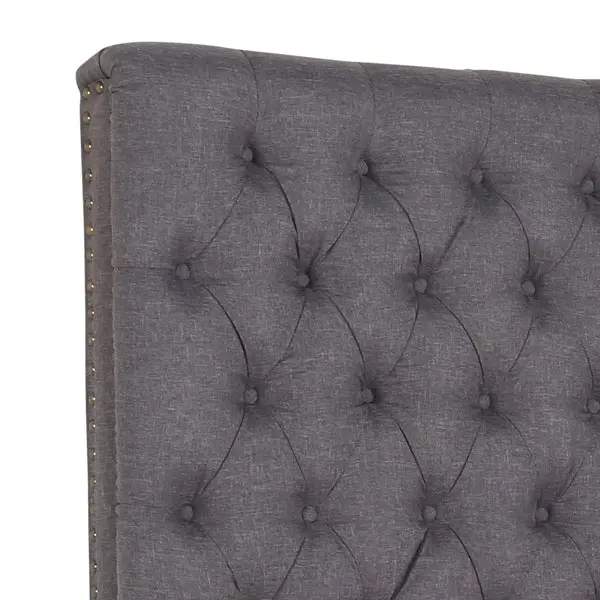 Bed Head Double Size French Provincial Headboard Upholsterd Fabric Charcoal