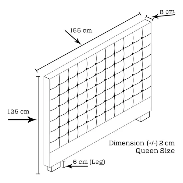 Bed Head Queen Charcoal Headboard Upholstery Fabric Tufted Buttons