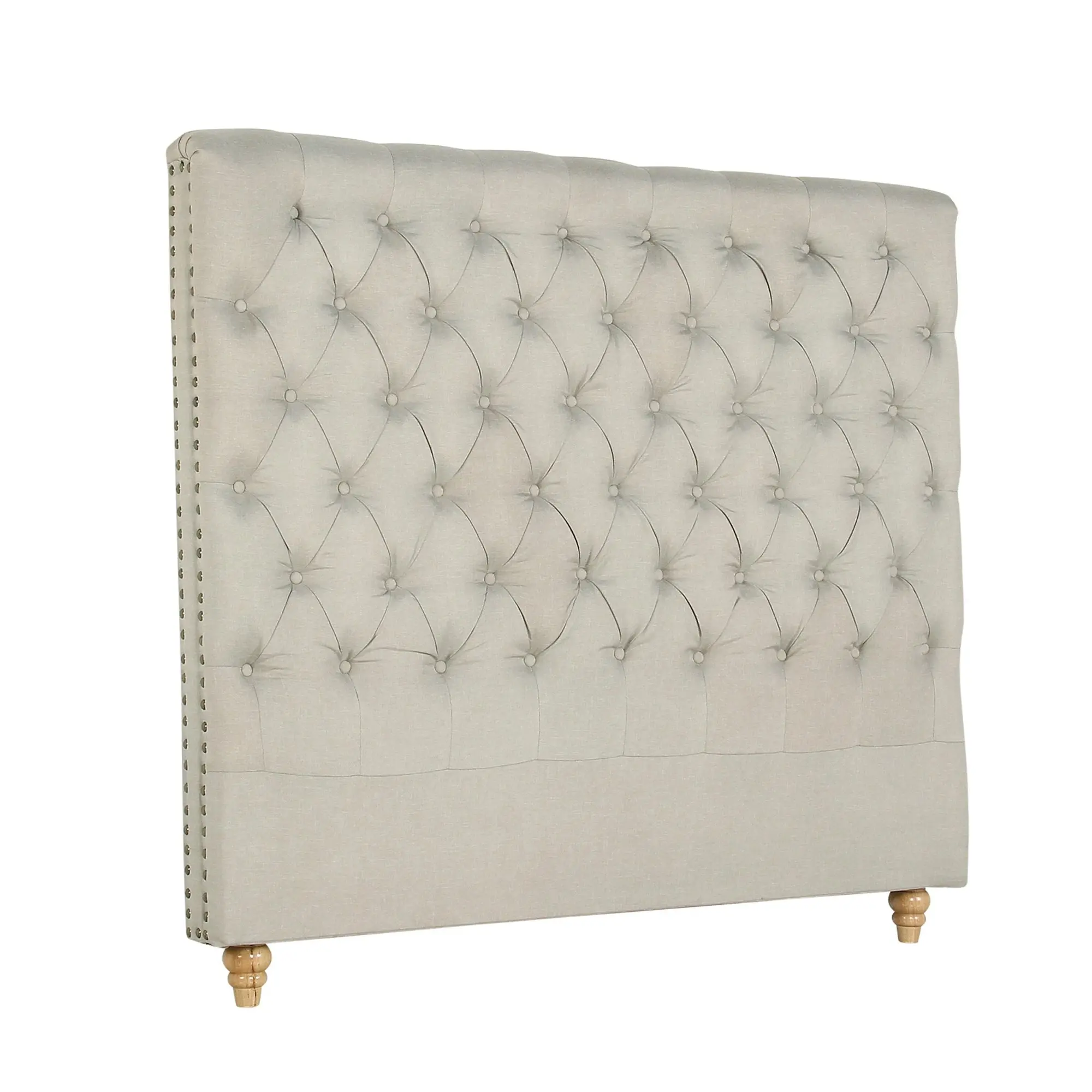 Bed Head Queen Size French Provincial Headboard Upholsterd Fabric Beige