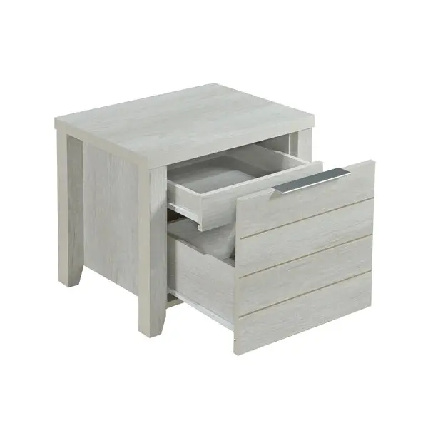 Bedside Table 2 drawers Storage Table Night Stand MDF in White Ash